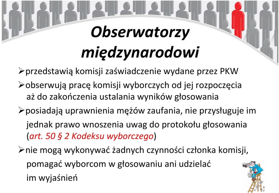 zaufania, nie przysługuje im jednak prawo wnoszenia uwag do protokołu głosowania (art.