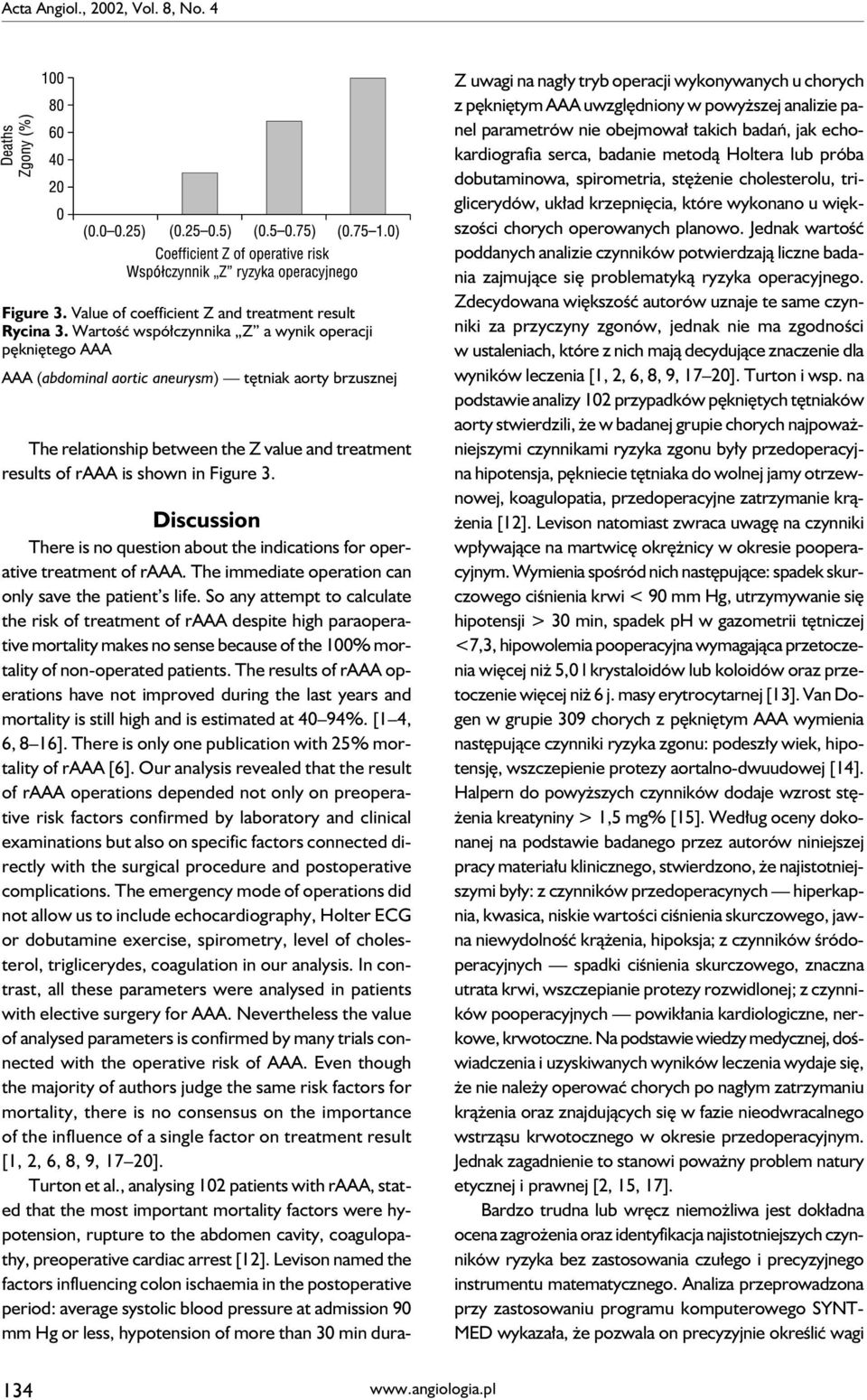 Discussion There is no question about the indications for operative treatment of raaa. The immediate operation can only save the patient s life.