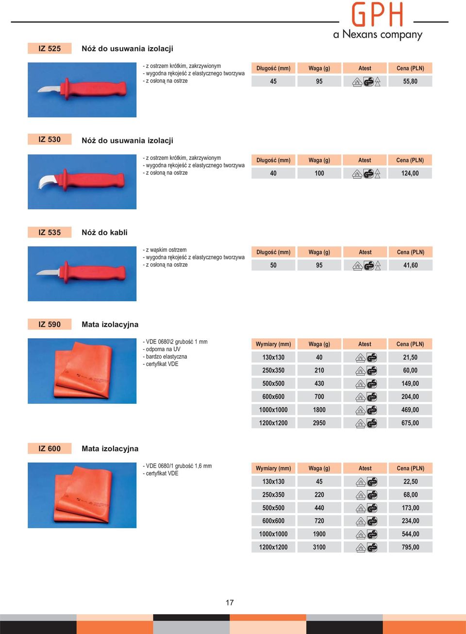 41,60 IZ 590 Mata izolacyjna - VDE 0680\2 grubość 1 mm - odporna na UV - bardzo elastyczna - certyfikat VDE 130x130 40 250x350 210 500x500 430 600x600 700 1000x1000 1800 1200x1200 2950 21,50 60,00