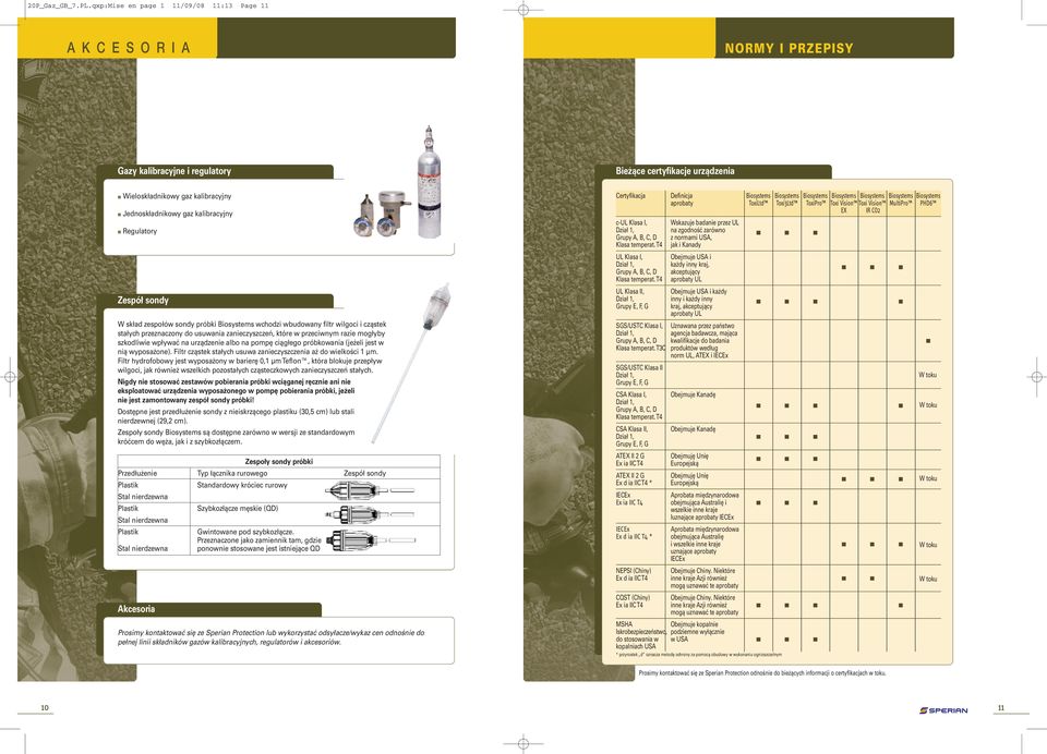 kalibracyjny Regulatory Zespół sondy W skład zespołów sondy próbki Biosystems wchodzi wbudowany filtr wilgoci i cząstek stałych przeznaczony do usuwania zanieczyszczeń, które w przeciwnym razie