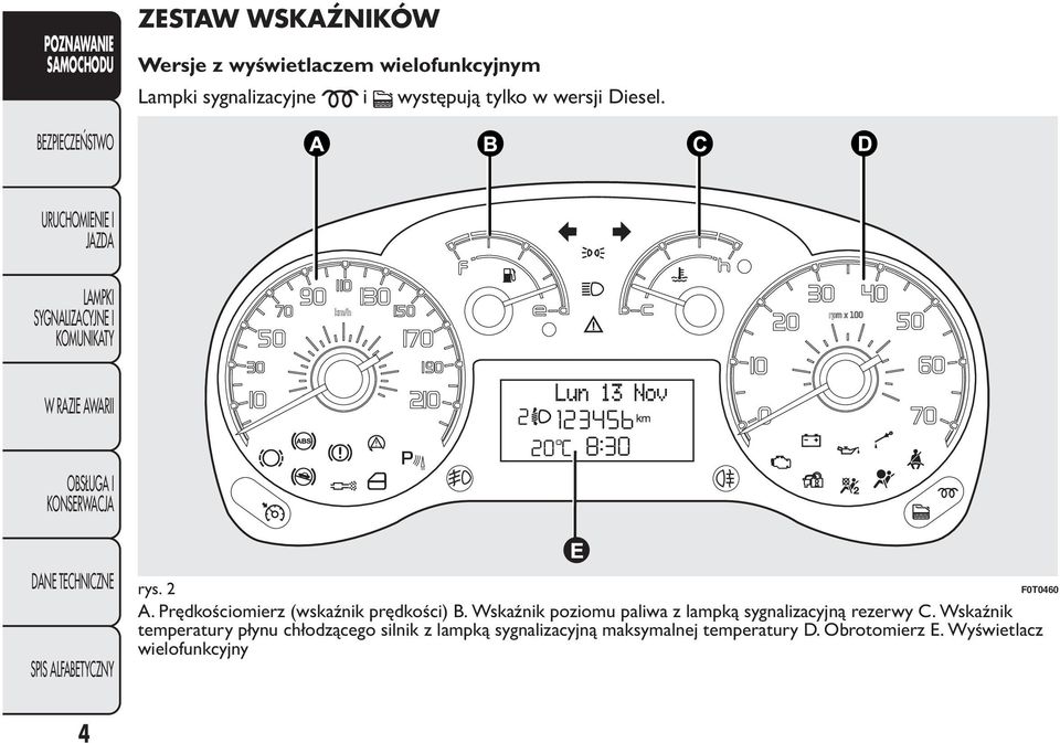 Wskaźnik poziomu paliwa z lampką sygnalizacyjną rezerwy C.