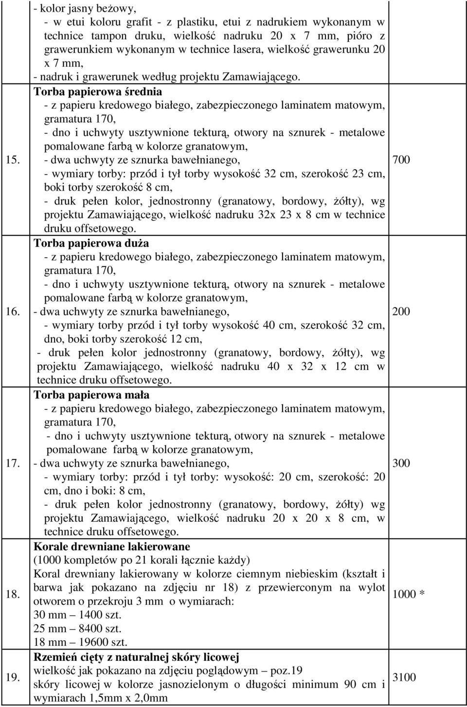 grawerunku 20 x 7 mm, - nadruk i grawerunek według projektu Zamawiającego.