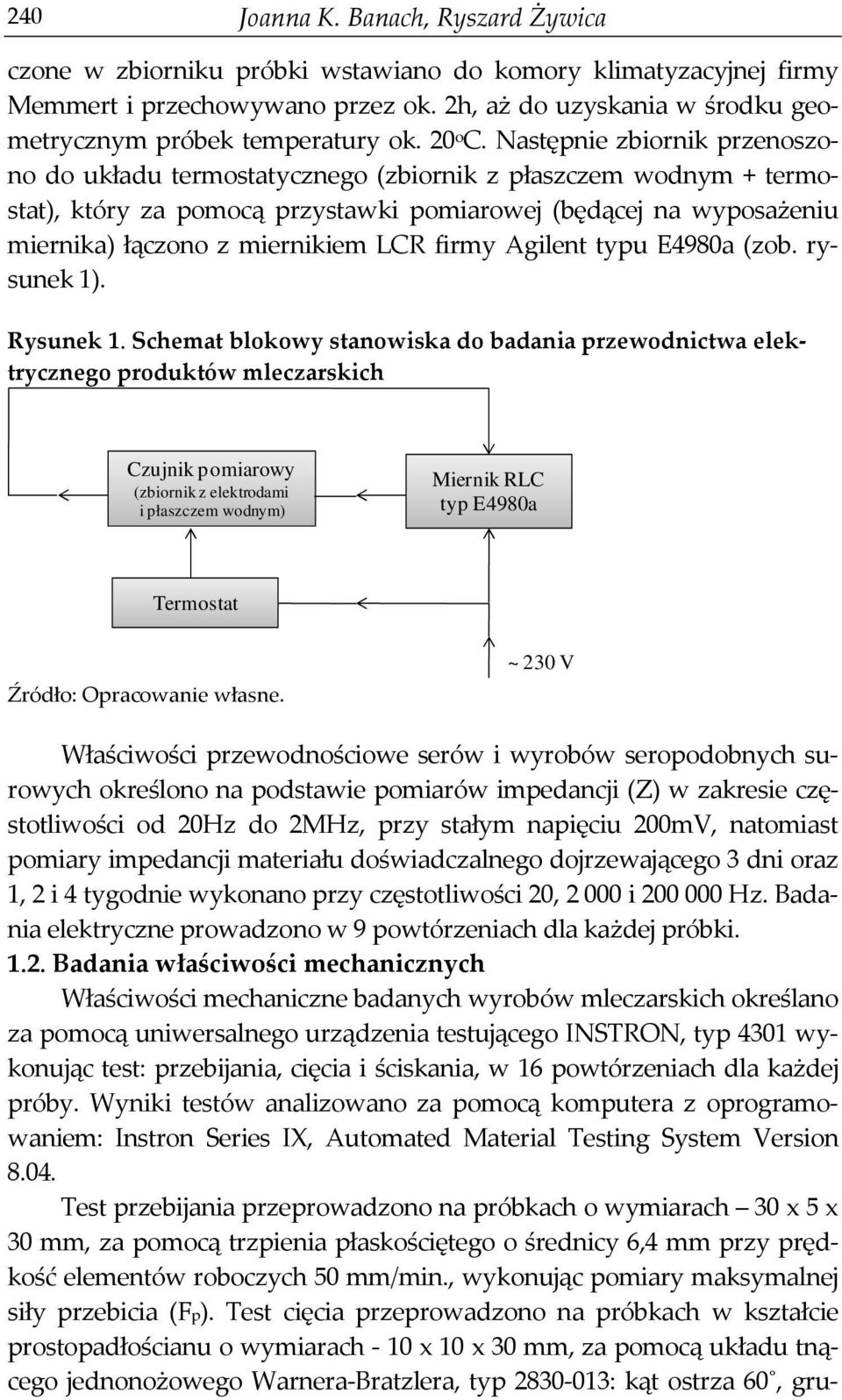 Następnie zbiornik przenoszono do układu termostatycznego (zbiornik z płaszczem wodnym + termostat), który za pomocą przystawki pomiarowej (będącej na wyposażeniu miernika) łączono z miernikiem LCR