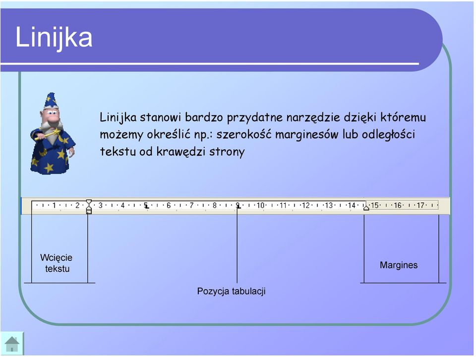 : szerokość marginesów lub odległości tekstu od