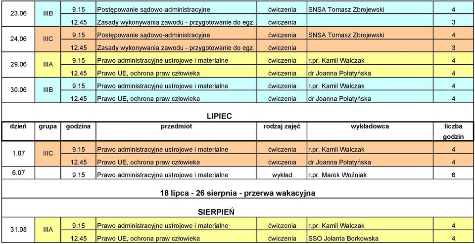 45 Prawo UE, ochrona praw człowieka ćwiczenia dr Joanna Połatyńska 4 6.07 9.