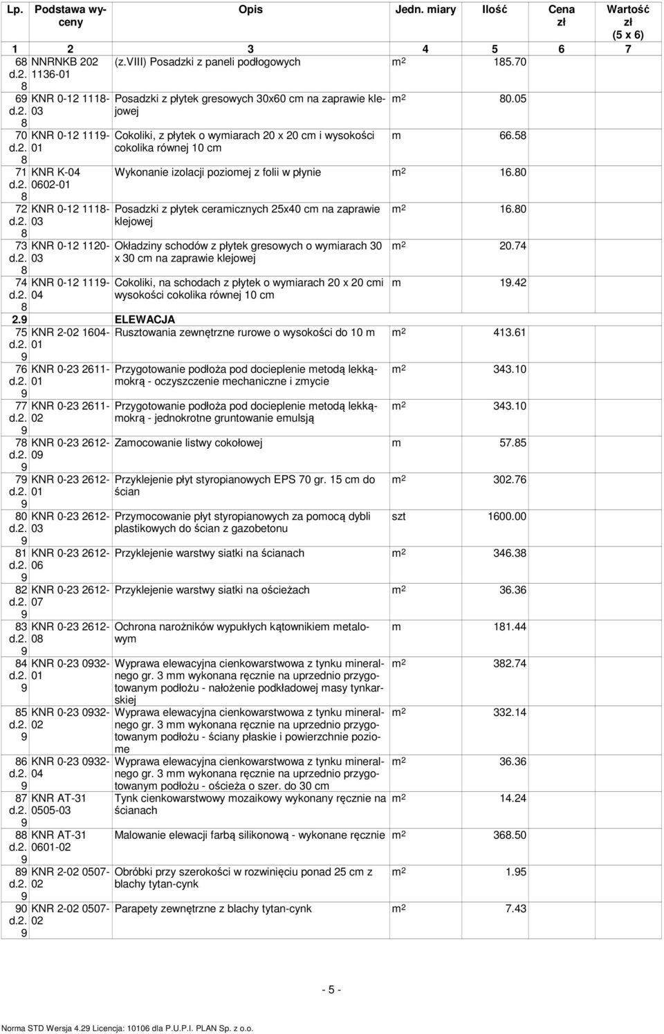 0.0 m. Wykonanie izolacji poziomej z folii w płynie m.