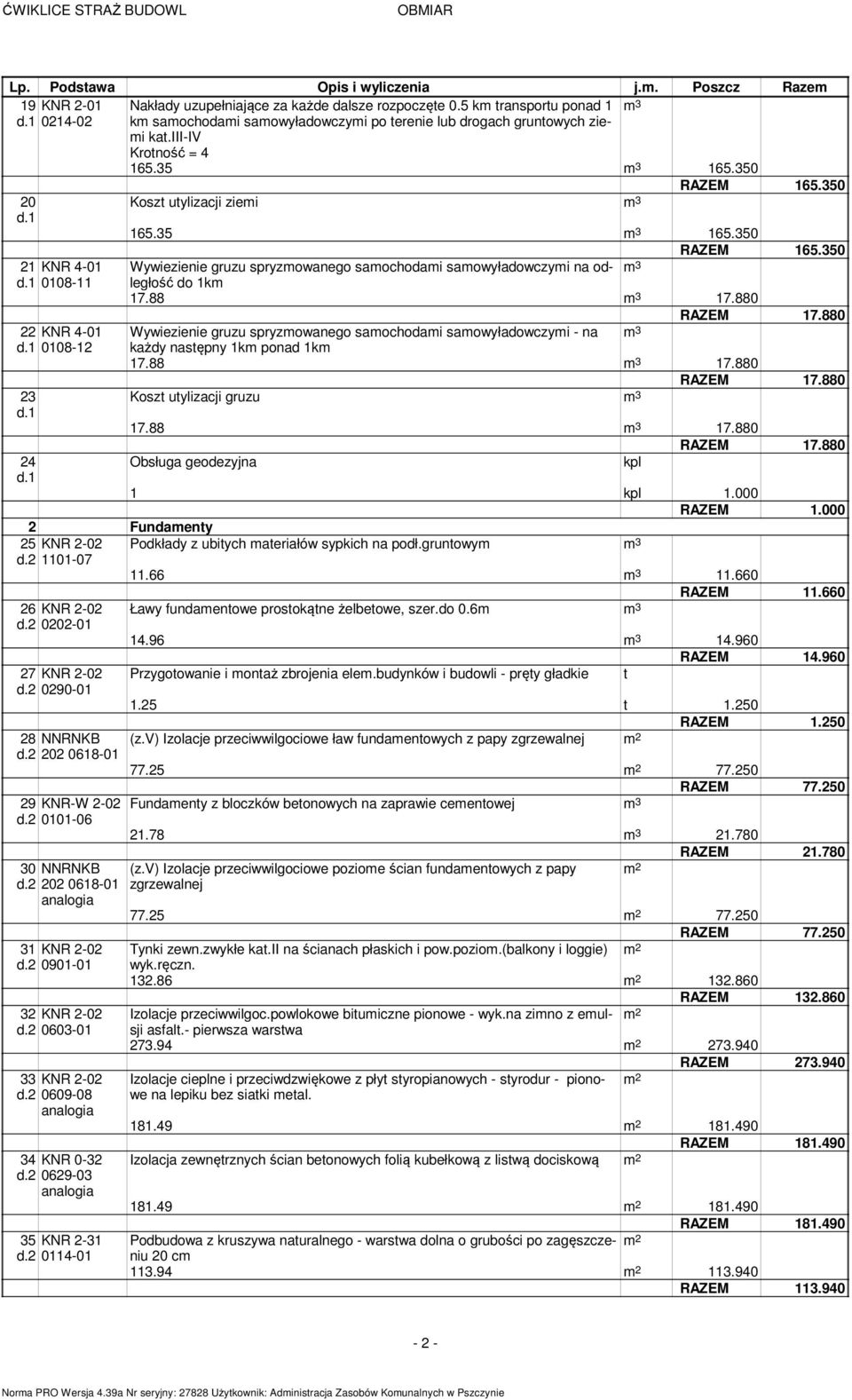 350 Wywiezienie gruzu spryzowanego saochodai saowyładowczyi na odległość 3 do 1k 17.88 3 17.880 RAZEM 17.