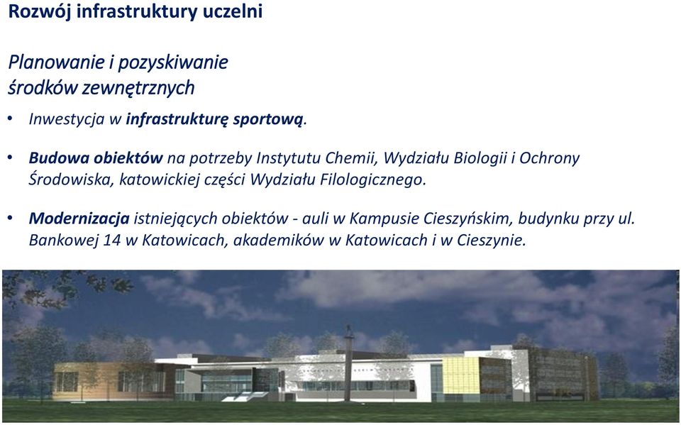 Budowa obiektów na potrzeby Instytutu Chemii, Wydziału Biologii i Ochrony Środowiska, katowickiej