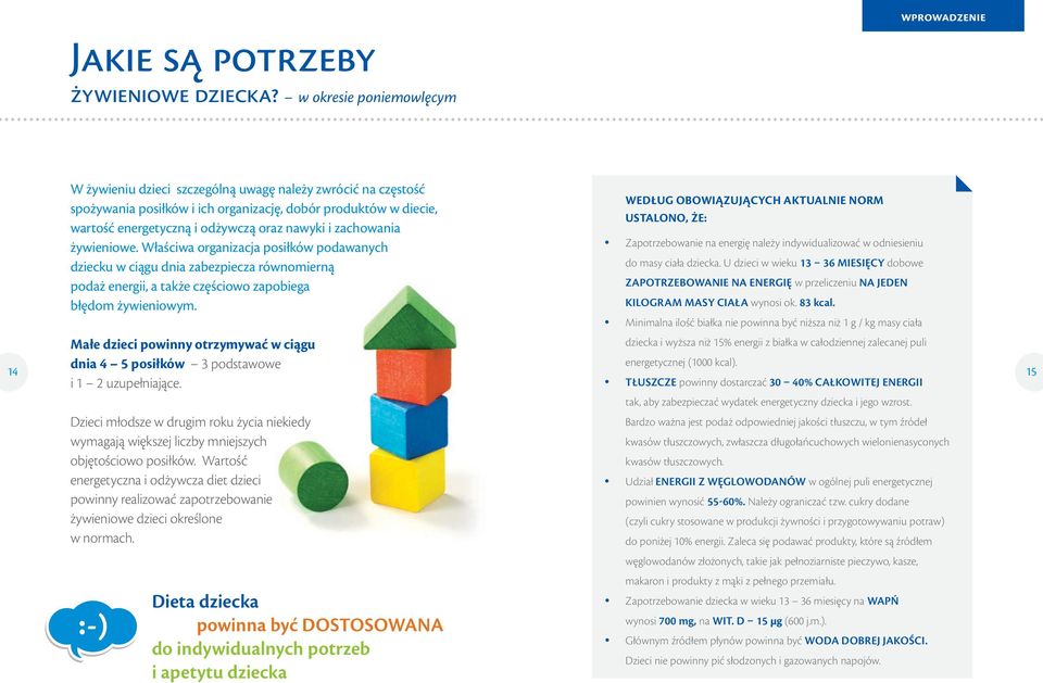 oraz nawyki i zachowania żywieniowe. Właściwa organizacja posiłków podawanych dziecku w ciągu dnia zabezpiecza równomierną podaż energii, a także częściowo zapobiega błędom żywieniowym.