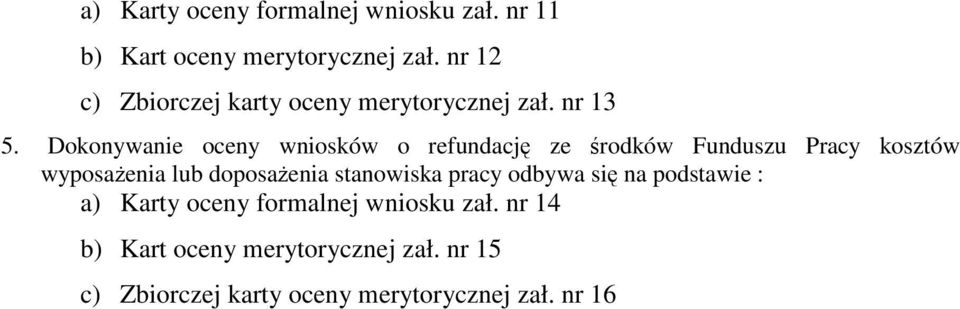 Dokonywanie oceny wniosków o refundację ze środków Funduszu Pracy kosztów wyposażenia lub doposażenia