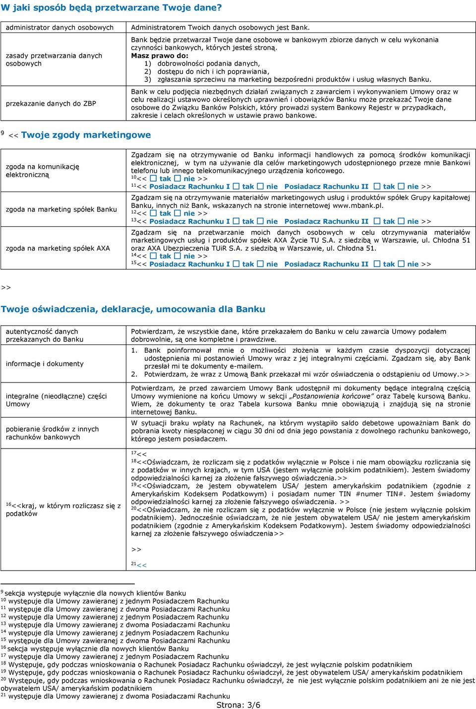 Masz prawo do: 1) dobrowolności podania danych, 2) dostępu do nich i ich poprawiania, 3) zgłaszania sprzeciwu na marketing bezpośredni produktów i usług własnych Banku.