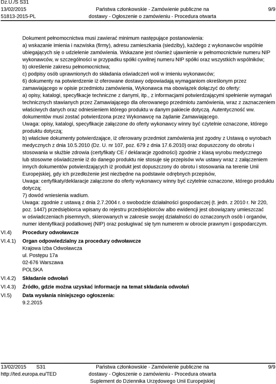udzielenie zamówienia.