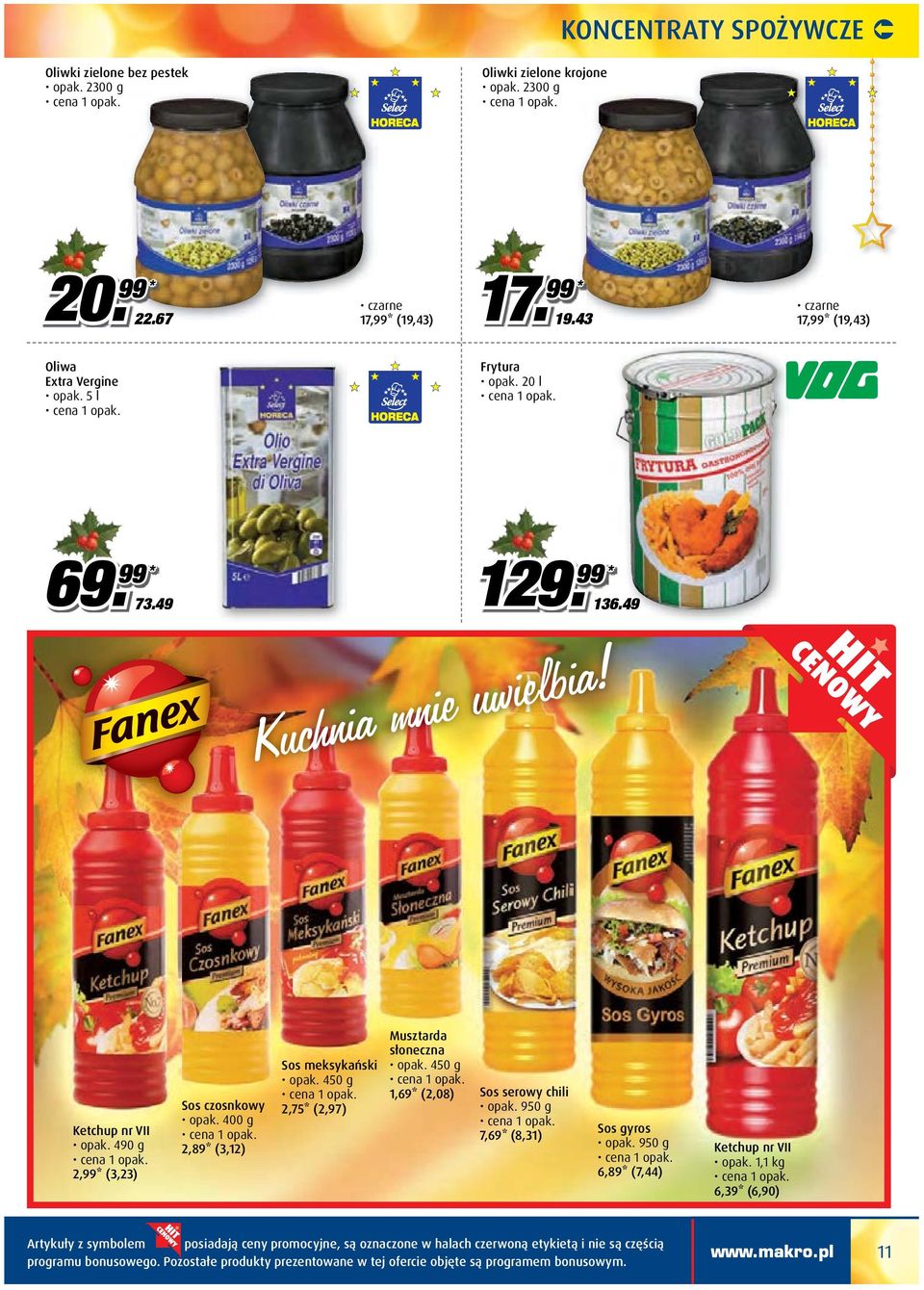 400 g 2,89* (3,12) Sos meksykański opak. 450 g 2,75* (2,97) Musztarda słoneczna opak. 450 g 1,69* (2,08) Sos serowy chili opak. 950 g 7,69* (8,31) Sos gyros opak.
