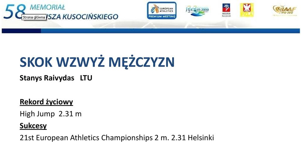 31 m 21st European Athletics