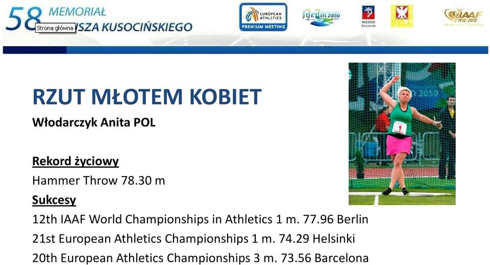 96 Berlin 21st European Athletics Championships 1 m. 74.