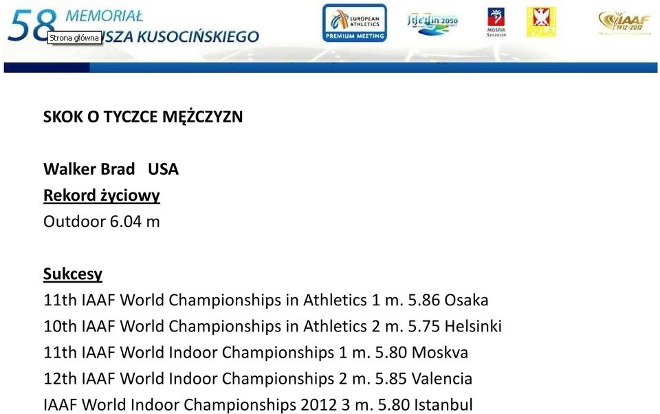 86 Osaka 10th IAAF World Championships in Athletics 2 m. 5.