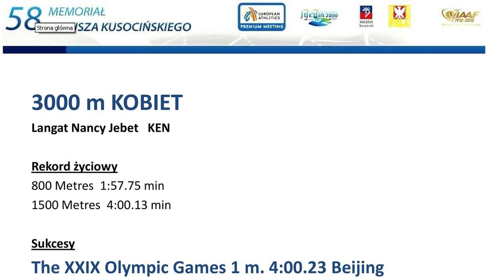 75 min 1500 Metres 4:00.