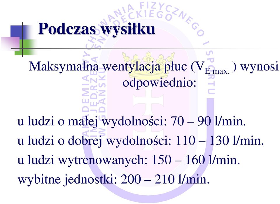 l/min. u ludzi o dobrej wydolności: 110 130 l/min.