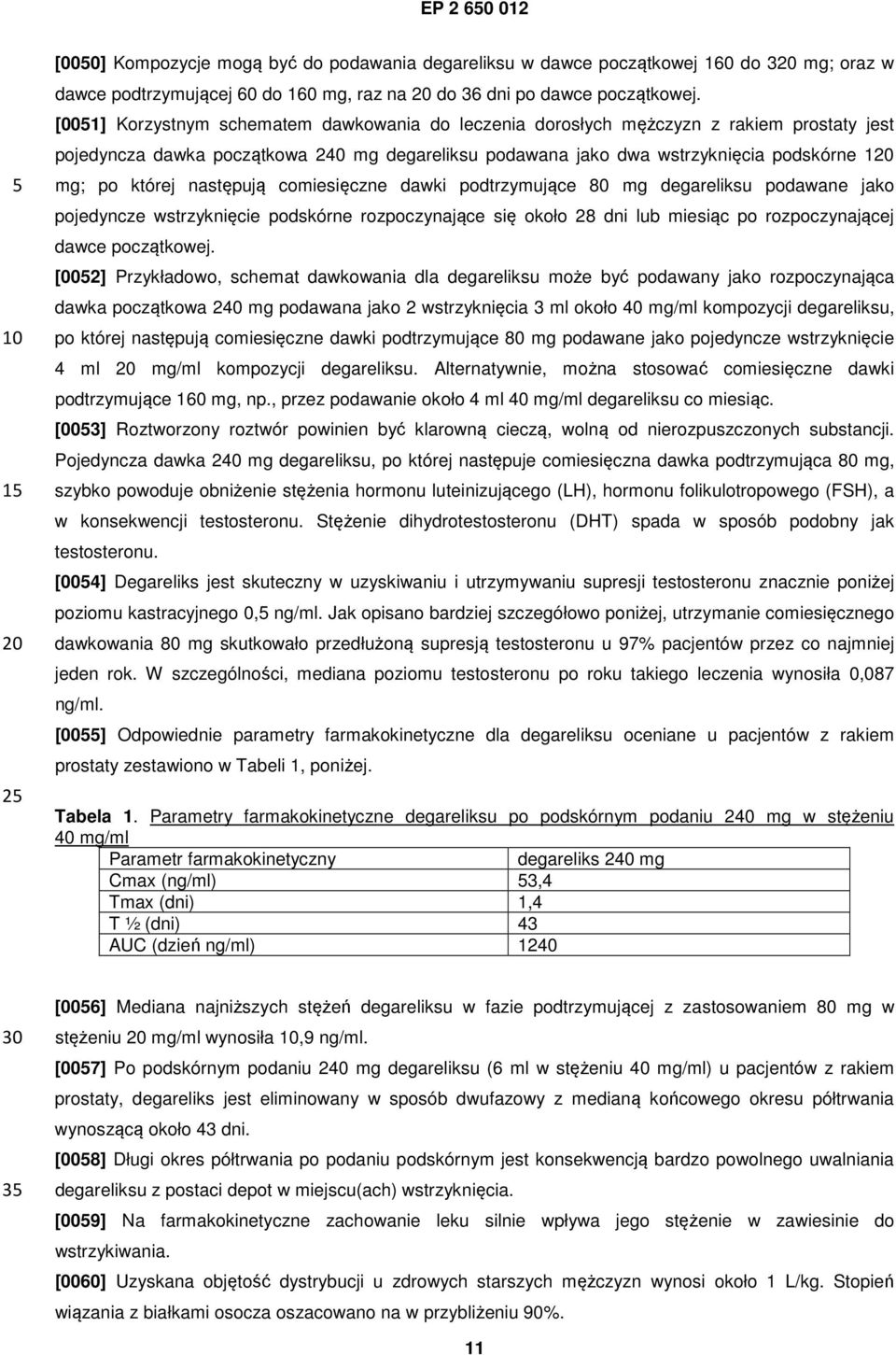 następują comiesięczne dawki podtrzymujące 80 mg degareliksu podawane jako pojedyncze wstrzyknięcie podskórne rozpoczynające się około 28 dni lub miesiąc po rozpoczynającej dawce początkowej.