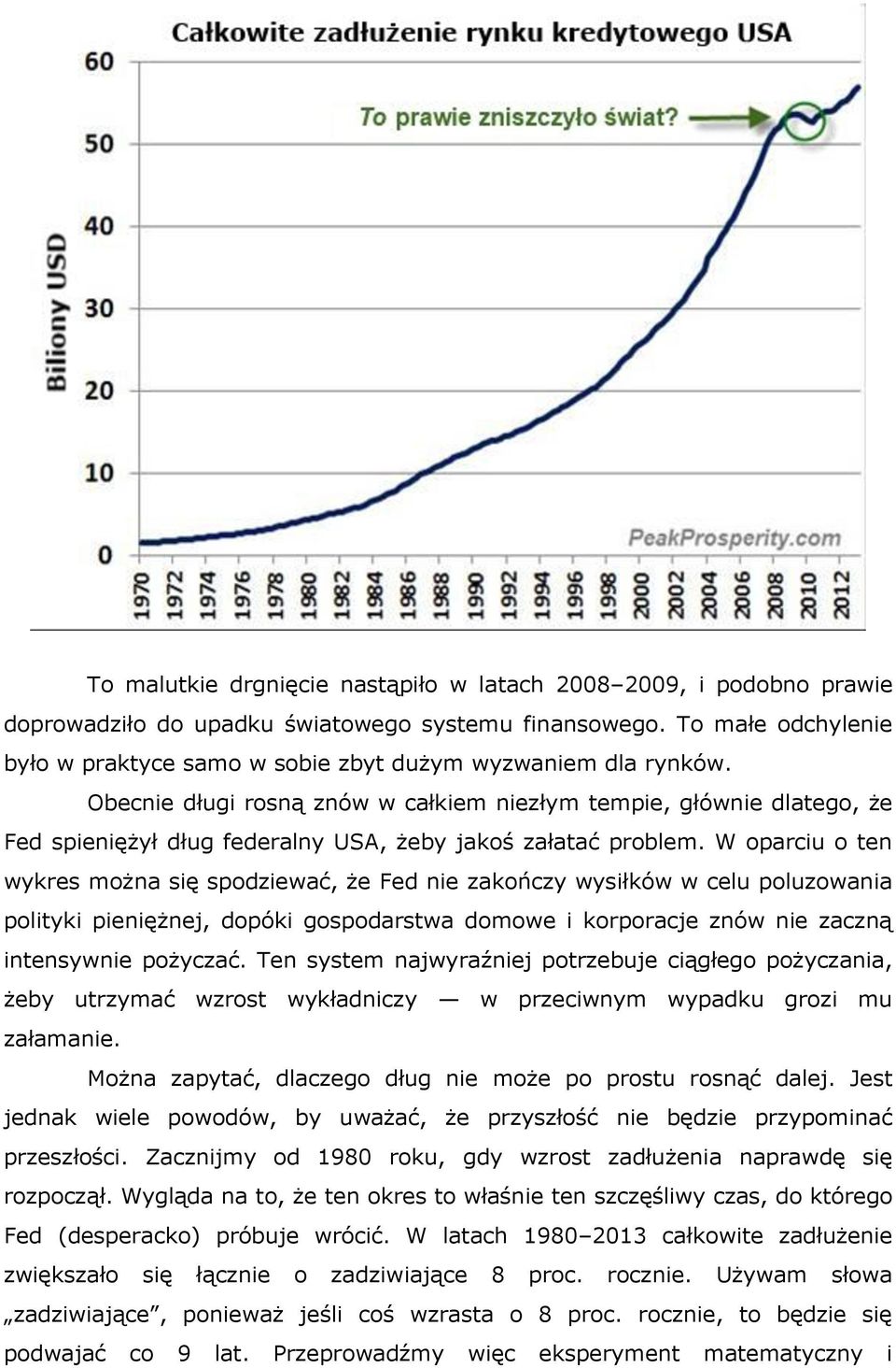 Obecnie długi rosną znów w całkiem niezłym tempie, głównie dlatego, że Fed spieniężył dług federalny USA, żeby jakoś załatać problem.