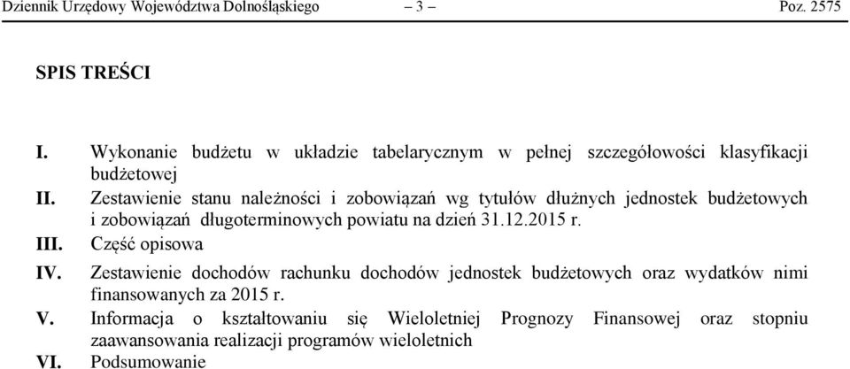 Zestawienie stanu należności i zobowiązań wg tytułów dłużnych jednostek budżetowych i zobowiązań długoterminowych powiatu na dzień 31.12.2015 r.