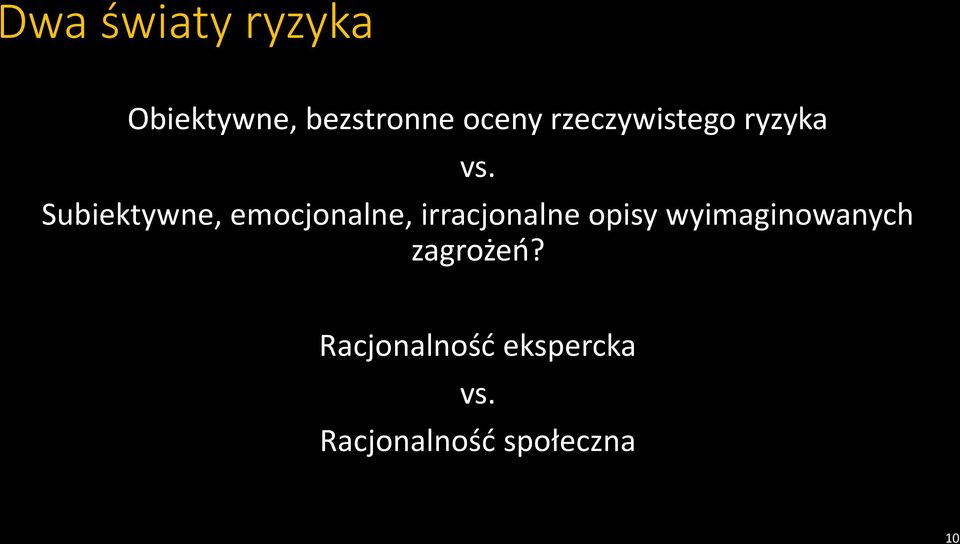 Subiektywne, emocjonalne, irracjonalne opisy