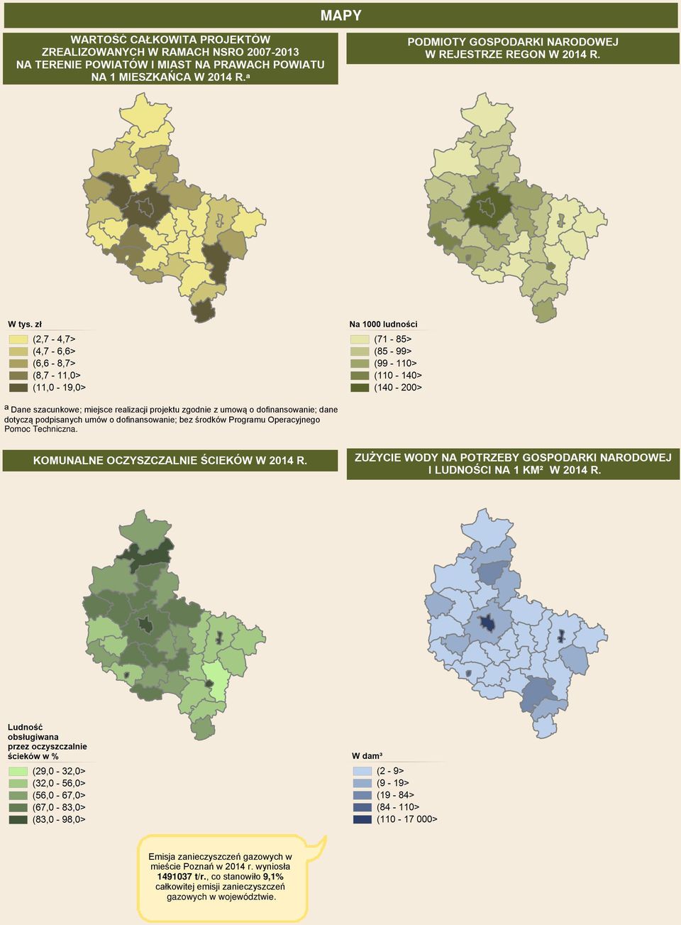 Pomoc Techniczna. Emisja zanieczyszczeń gazowych w mieście Poznań w 2014 r.