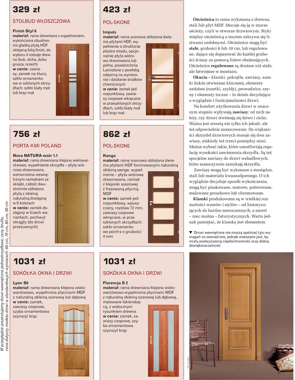 o ornamentowe w szklonych skrzyd ach: szk o bia y mat lub br z mat 756 z PORTA KMI POLAND Nova NATURA wzór 1.