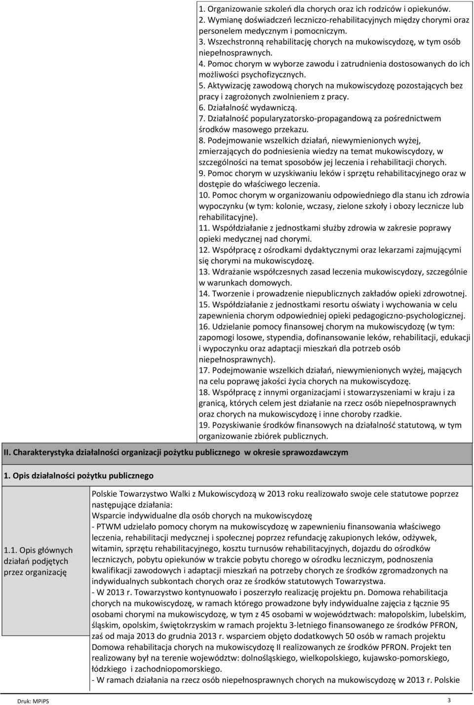 Aktywizacjъ zawodowй chorych na mukowiscydozъ pozostajйcych bez pracy i zagroпonych zwolnieniem z pracy. 6. DziaГalno ц wydawniczй. 7.