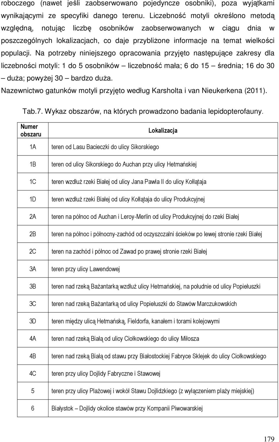Na potrzeby niniejszego opracowania przyjęto następujące zakresy dla liczebności motyli: 1 do 5 osobników liczebność mała; 6 do 15 średnia; 16 do 30 duża; powyżej 30 bardzo duża.