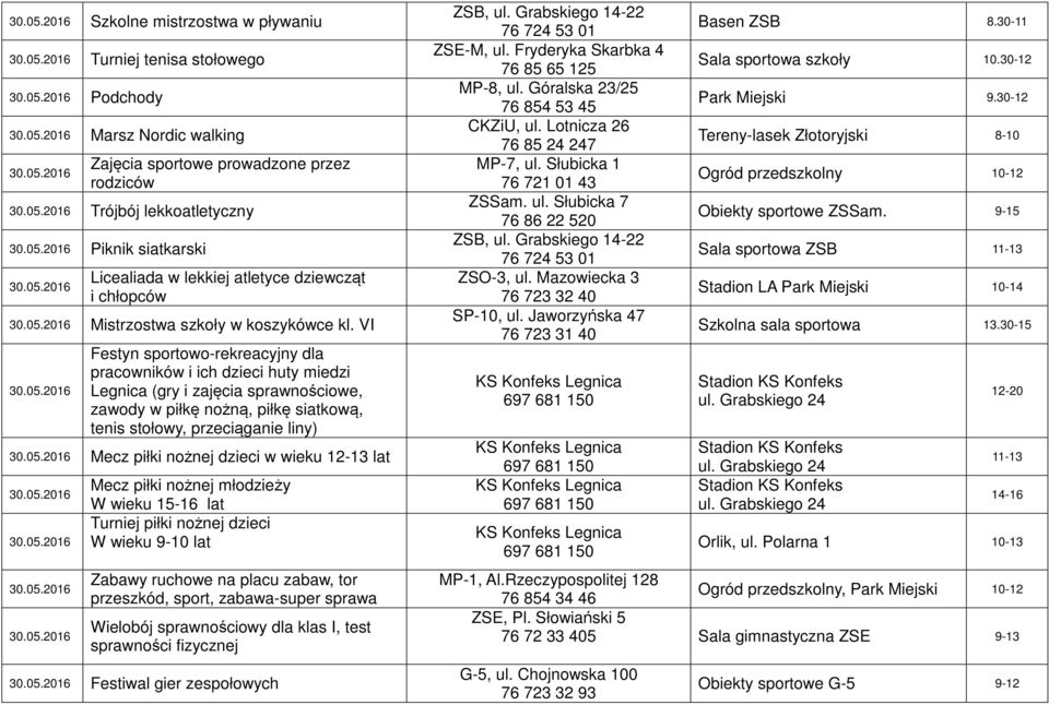 VI Festyn sportowo-rekreacyjny dla pracowników i ich dzieci huty miedzi Legnica (gry i zajęcia sprawnościowe, zawody w piłkę nożną, piłkę siatkową, tenis stołowy, przeciąganie liny) Mecz piłki nożnej