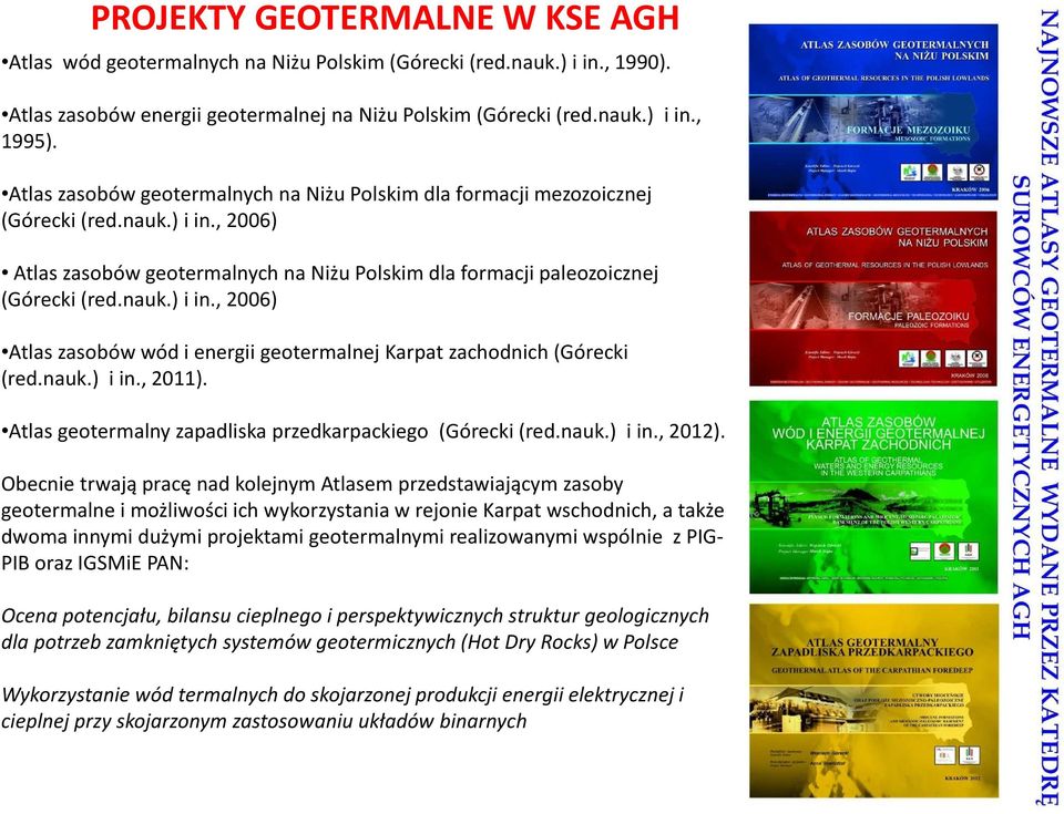 nauk.) i in., 2011). Atlas geotermalny zapadliska przedkarpackiego (Górecki (red.nauk.) i in., 2012).