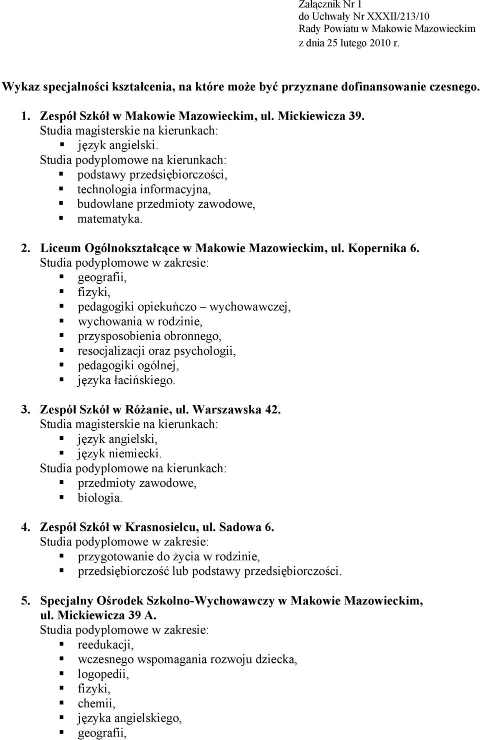 Liceum Ogólnokształcące w Makowie Mazowieckim, ul. Kopernika 6.