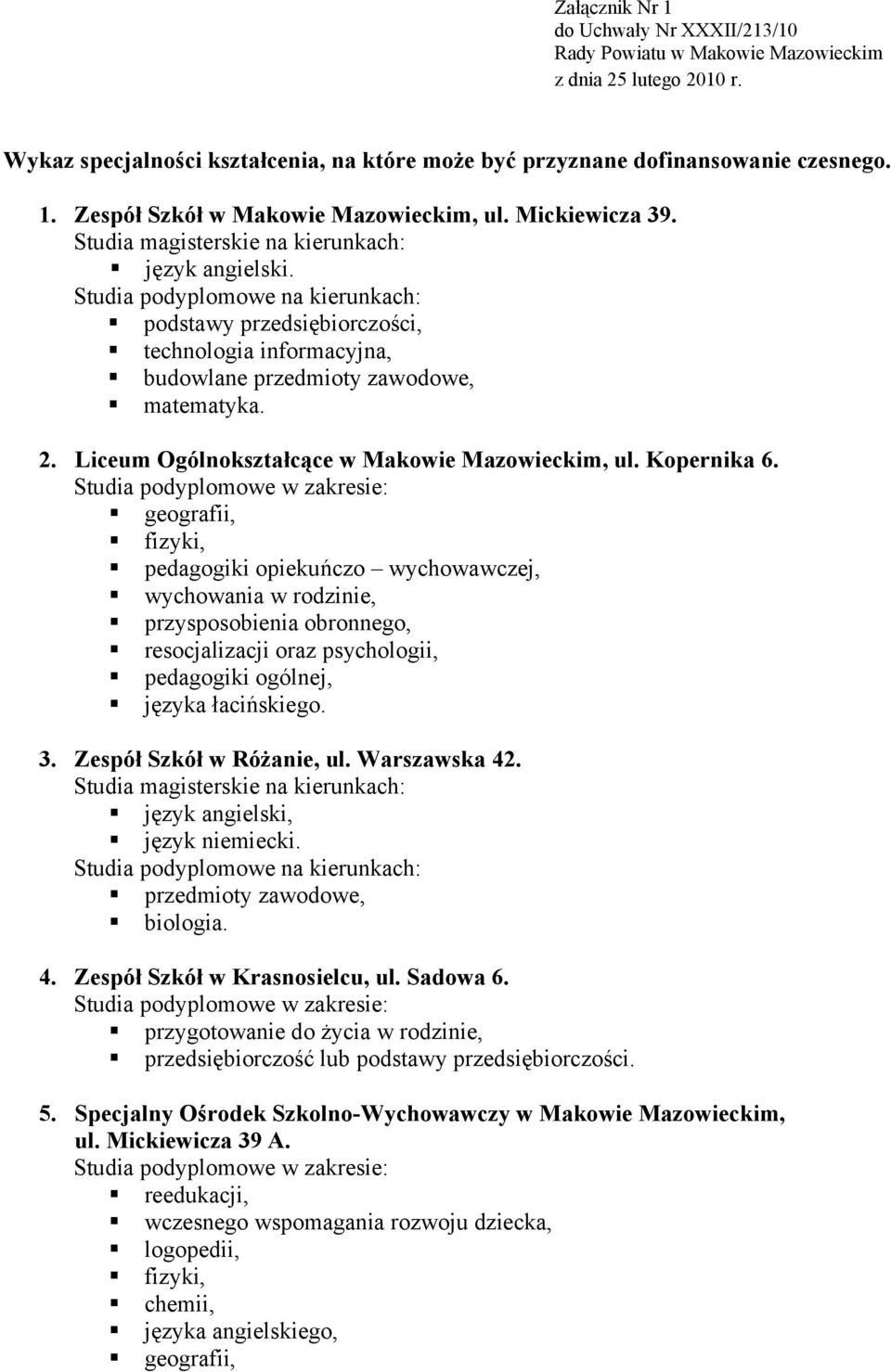 Liceum Ogólnokształcące w Makowie Mazowieckim, ul. Kopernika 6.