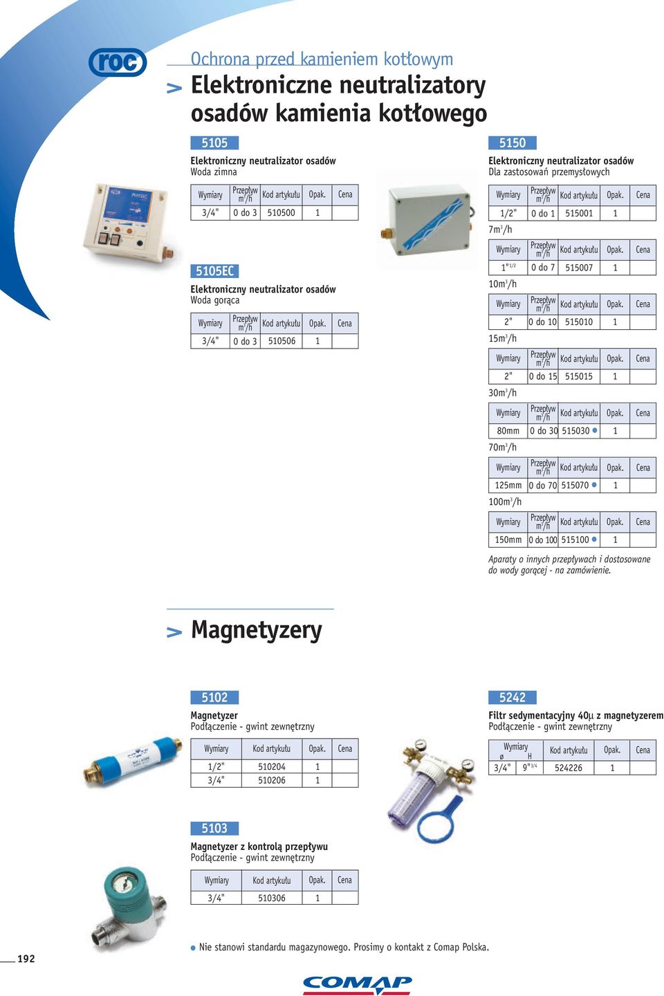 70m 3 /h m 3 /h 0 do 0 5500 m 3 /h 0 do 5 5505 m /h 0 do 30 55030 m /h 25mm 0 do 70 55070 00m 3 /h m /h 50mm 0 do 00 5500 Aparaty o innych przep ywach i dostosowane do wody goràcej - na zamówienie.