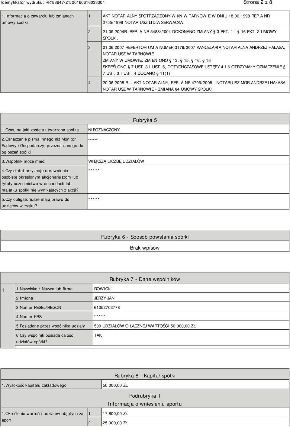 5, DOTYCHCZASOWE USTĘPY 4 I 6 OTRZYMAŁY OZNACZENIE 7 UST. 3 I UST. 4 DODANO 11(1) 4 20.06.2008 R. - AKT NOTARIALNY, REP.