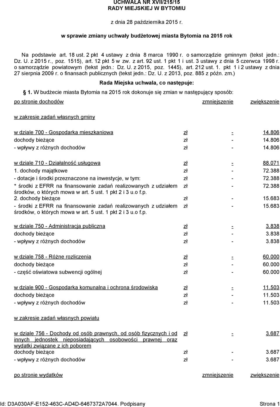 1445), art. 212 ust. 1. pkt 1 i 2 ustawy z dnia 27 sierpnia 2009 r. o finansach publicznych (tekst jedn.: Dz. U. z 2013, poz. 885 z późn. zm.) Rada Miejska uchwala, co następuje: 1.