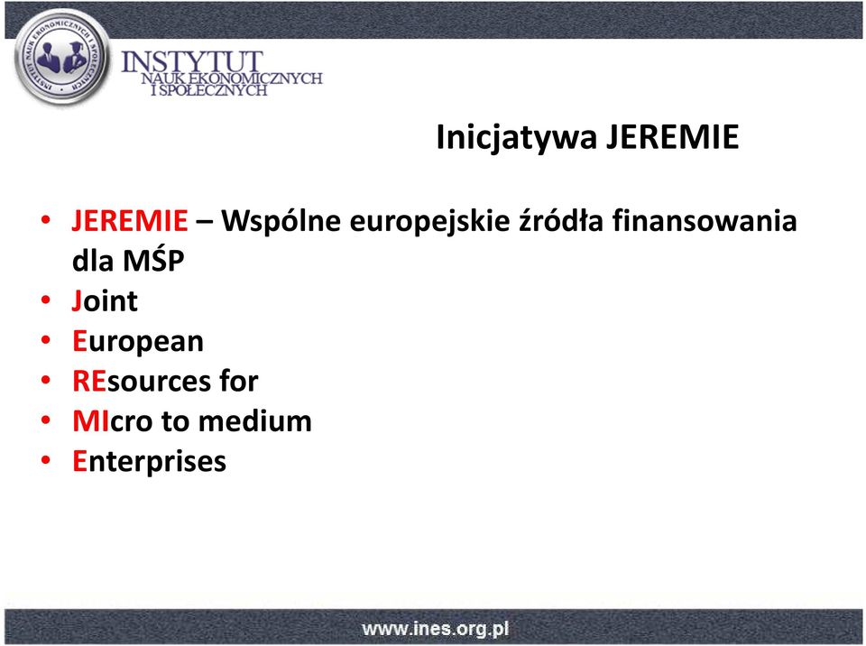 finansowania dla MŚP Joint