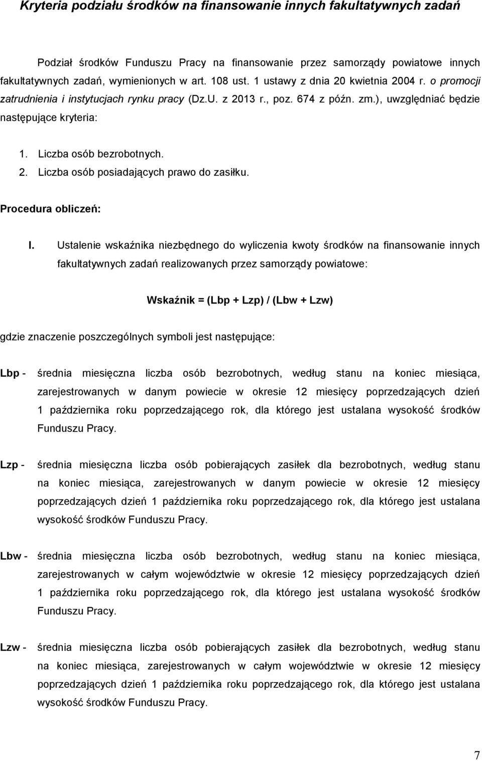 Procedura obliczeń: I.