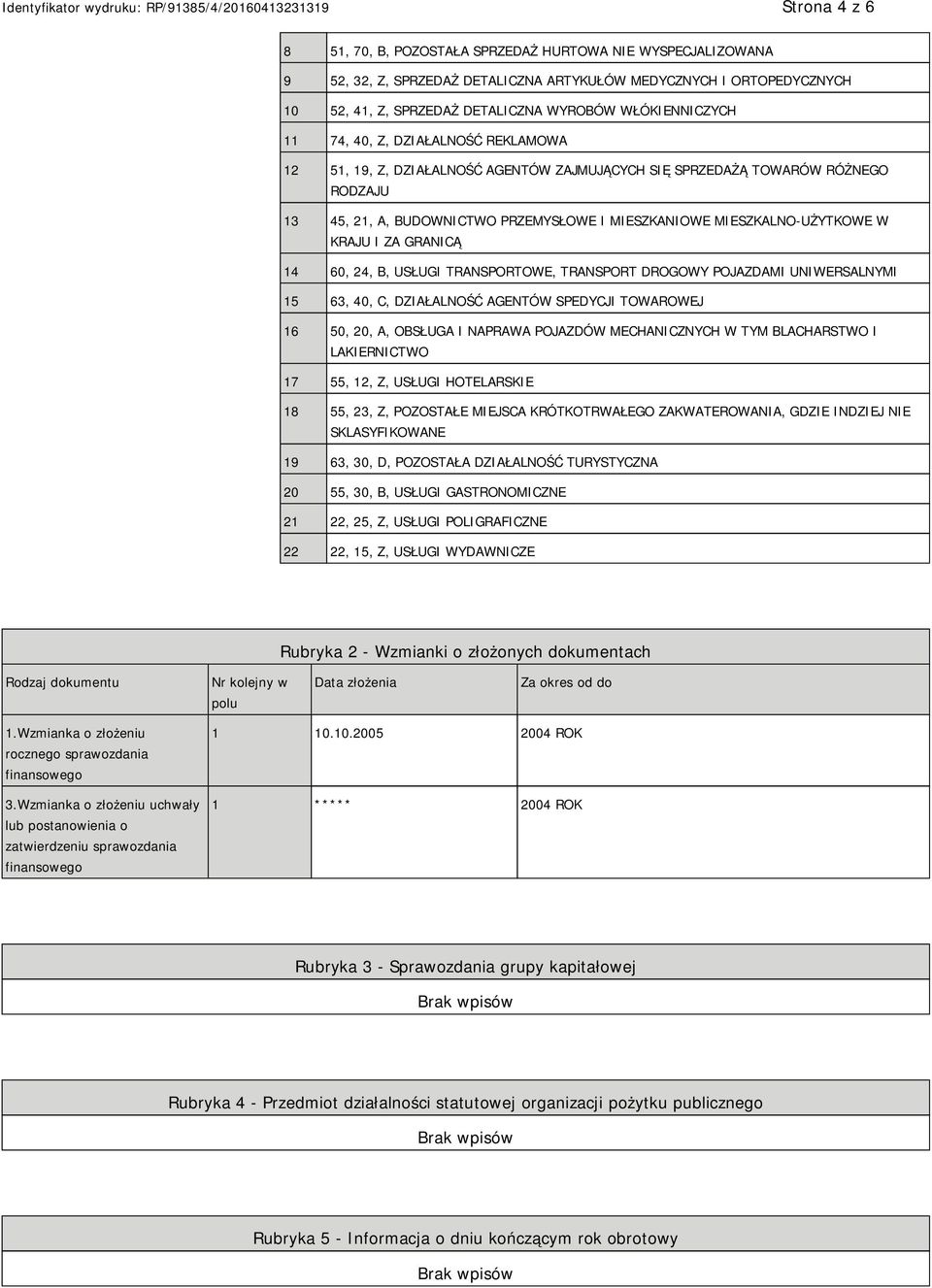KRAJU I ZA GRANICĄ 14 60, 24, B, USŁUGI TRANSPORTOWE, TRANSPORT DROGOWY POJAZDAMI UNIWERSALNYMI 15 63, 40, C, DZIAŁALNOŚĆ AGENTÓW SPEDYCJI TOWAROWEJ 16 50, 20, A, OBSŁUGA I NAPRAWA POJAZDÓW