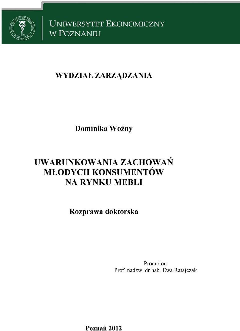 KONSUMENTÓW NA RYNKU MEBLI Rozprawa