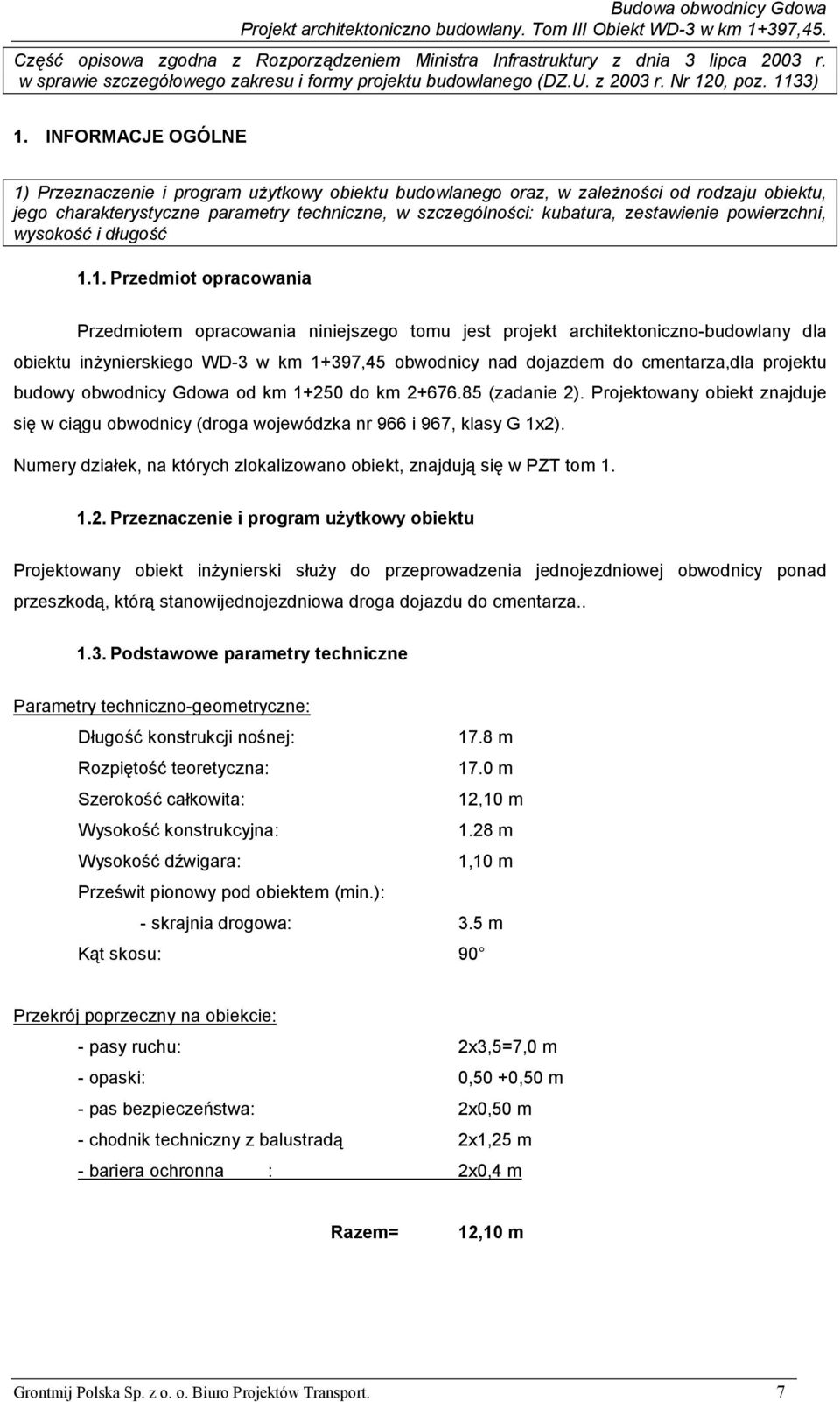 powierzchni, wysokość i długość 1.
