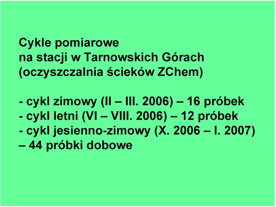 2006) 16 próbek - cykl letni (VI VIII.