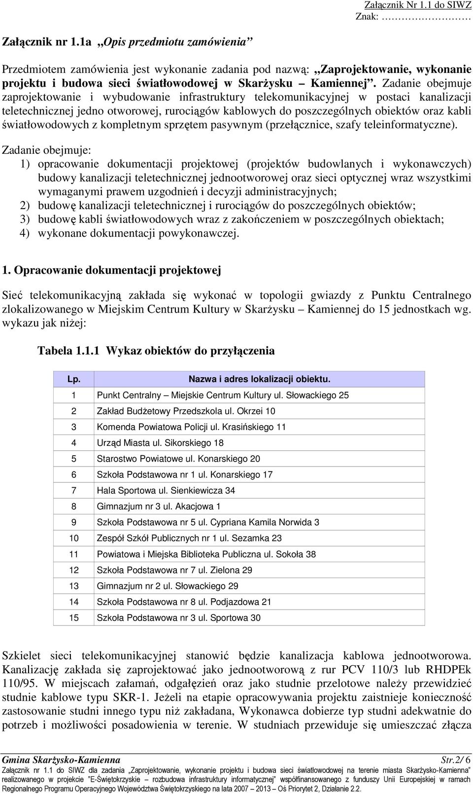 światłowodowych z kompletnym sprzętem pasywnym (przełącznice, szafy teleinformatyczne).