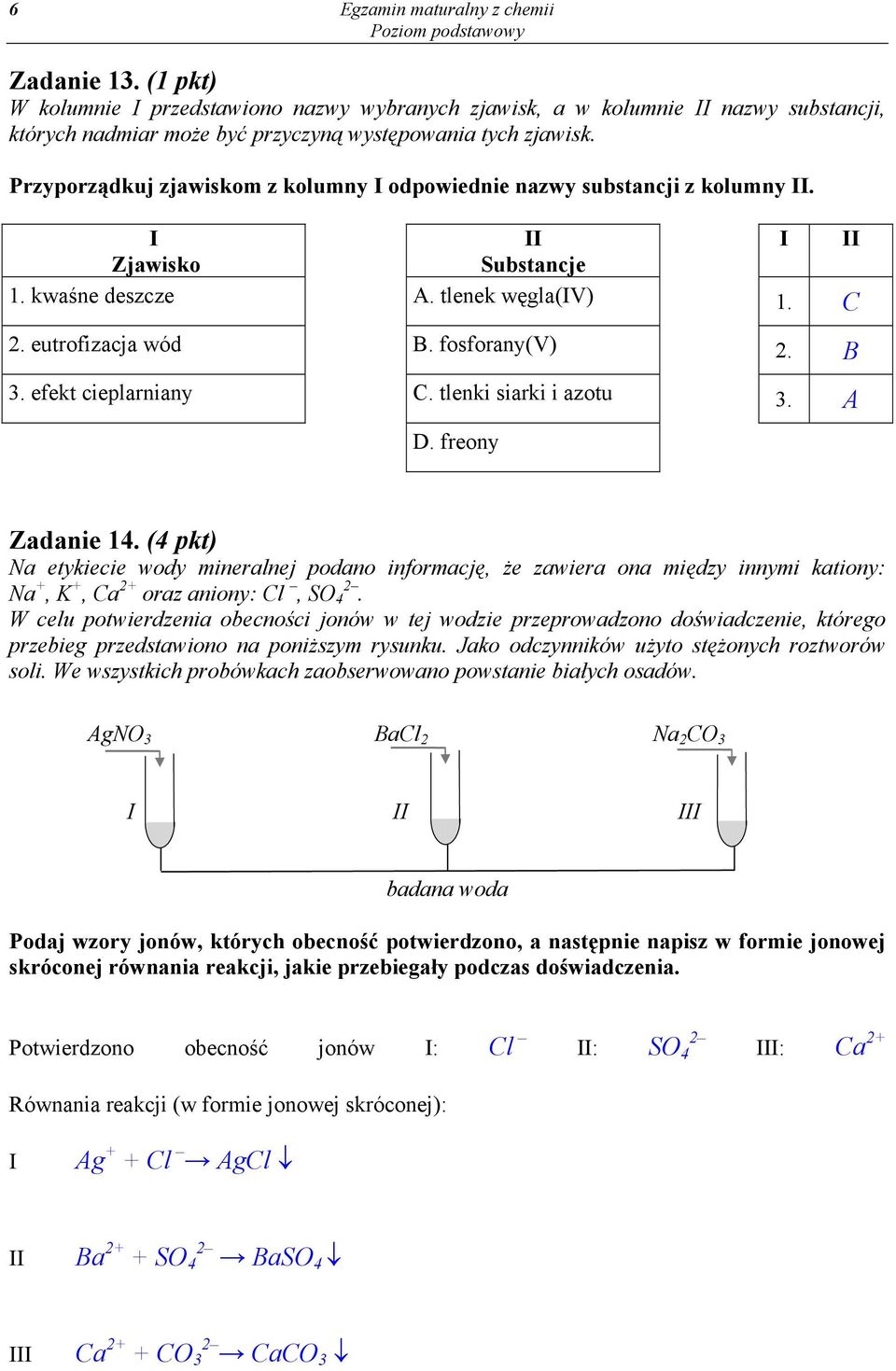 efekt cieplarniany C. tlenki siarki i azotu 3. A D. freony Zadanie 14.