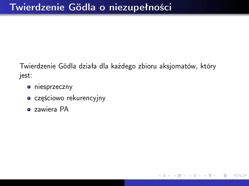 zbioru aksjomatów, który jest: