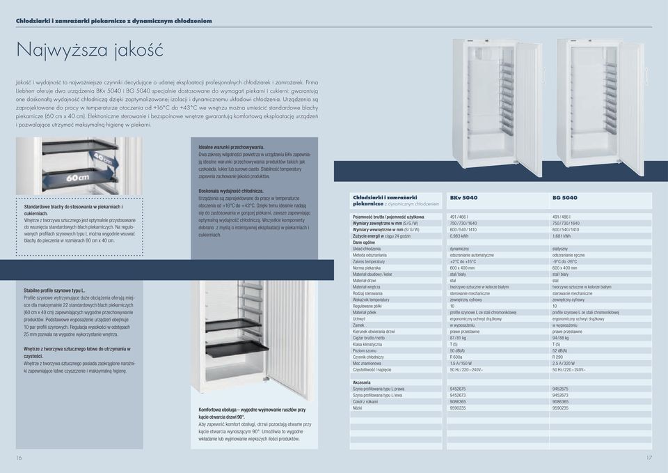 dynamicznemu układowi chłodzenia. Urządzenia są zaprojektowane do pracy w temperaturze otoczenia od +16 C do +43 C we wnętrzu można umieścić standardowe blachy piekarnicze (60 cm x 40 cm).
