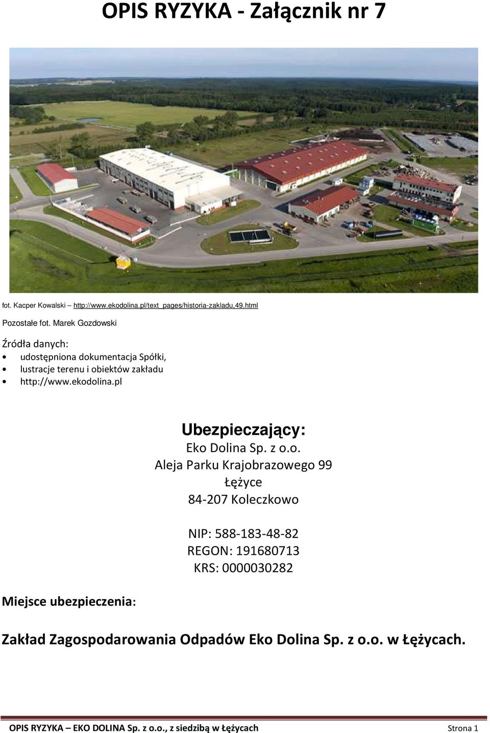 pl Miejsce ubezpieczenia: Ubezpieczający: Eko 