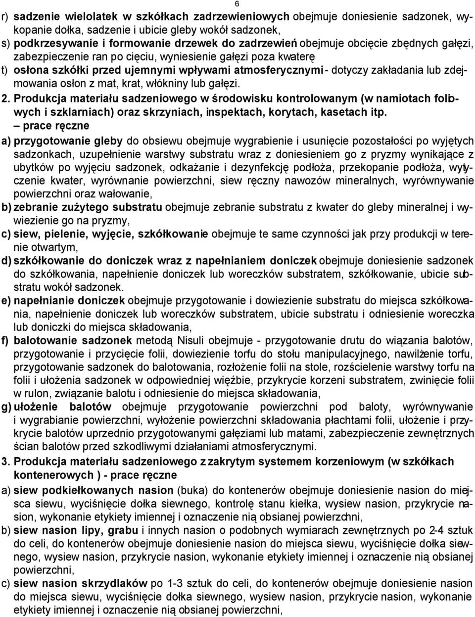 mat, krat, włókniny lub gałęzi. 2. Produkcja materiału sadzeniowego w środowisku kontrolowanym (w namiotach foliowych i szklarniach) oraz skrzyniach, inspektach, korytach, kasetach itp.