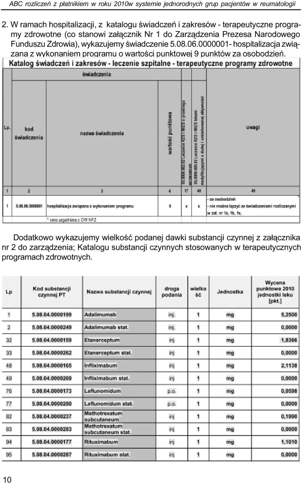 Narodowego Funduszu Zdrowia), wykazujemy œwiadczenie 5.08.06.